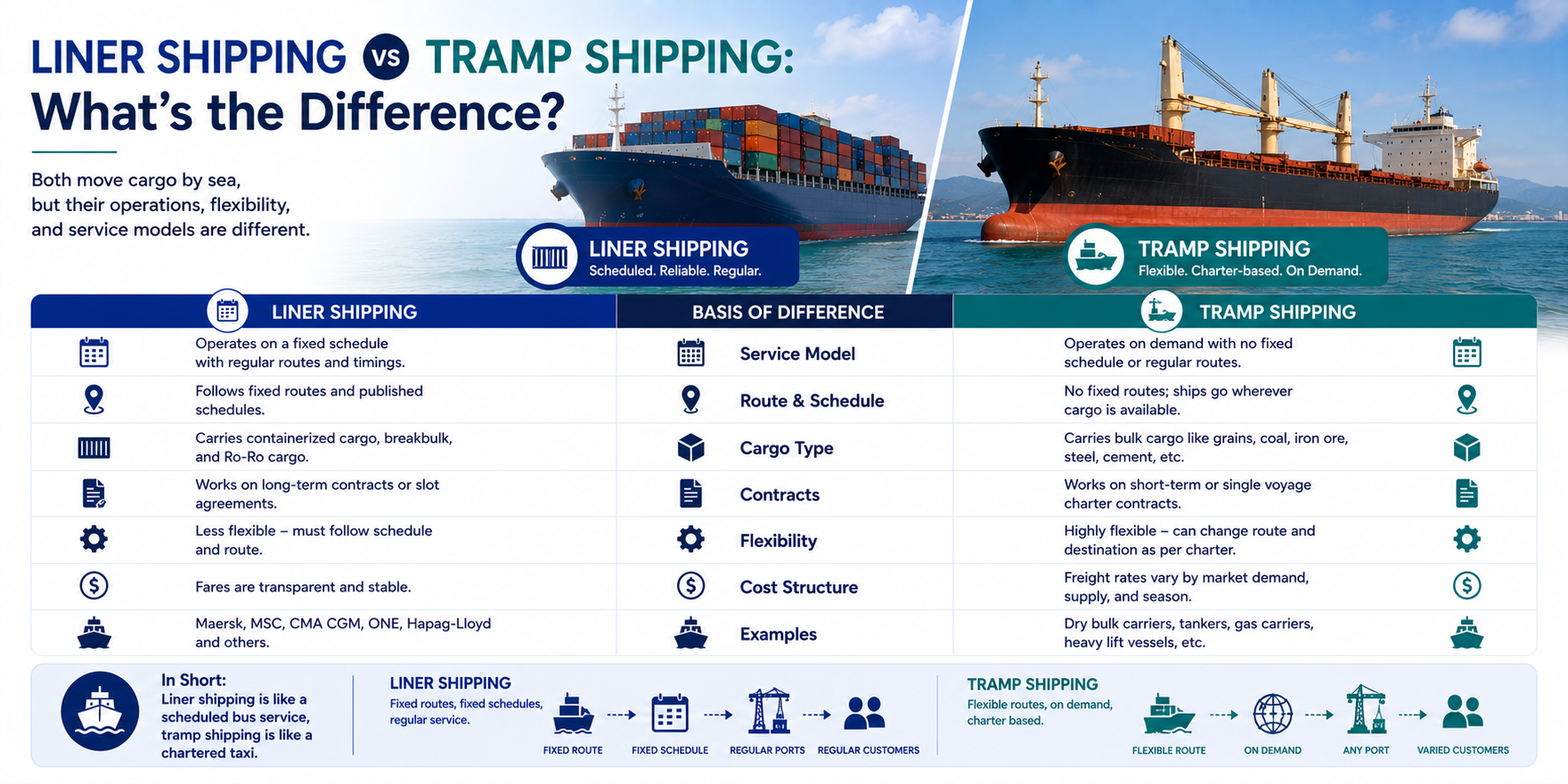 Liner Shipping vs Tramp Shipping: What's the Difference?