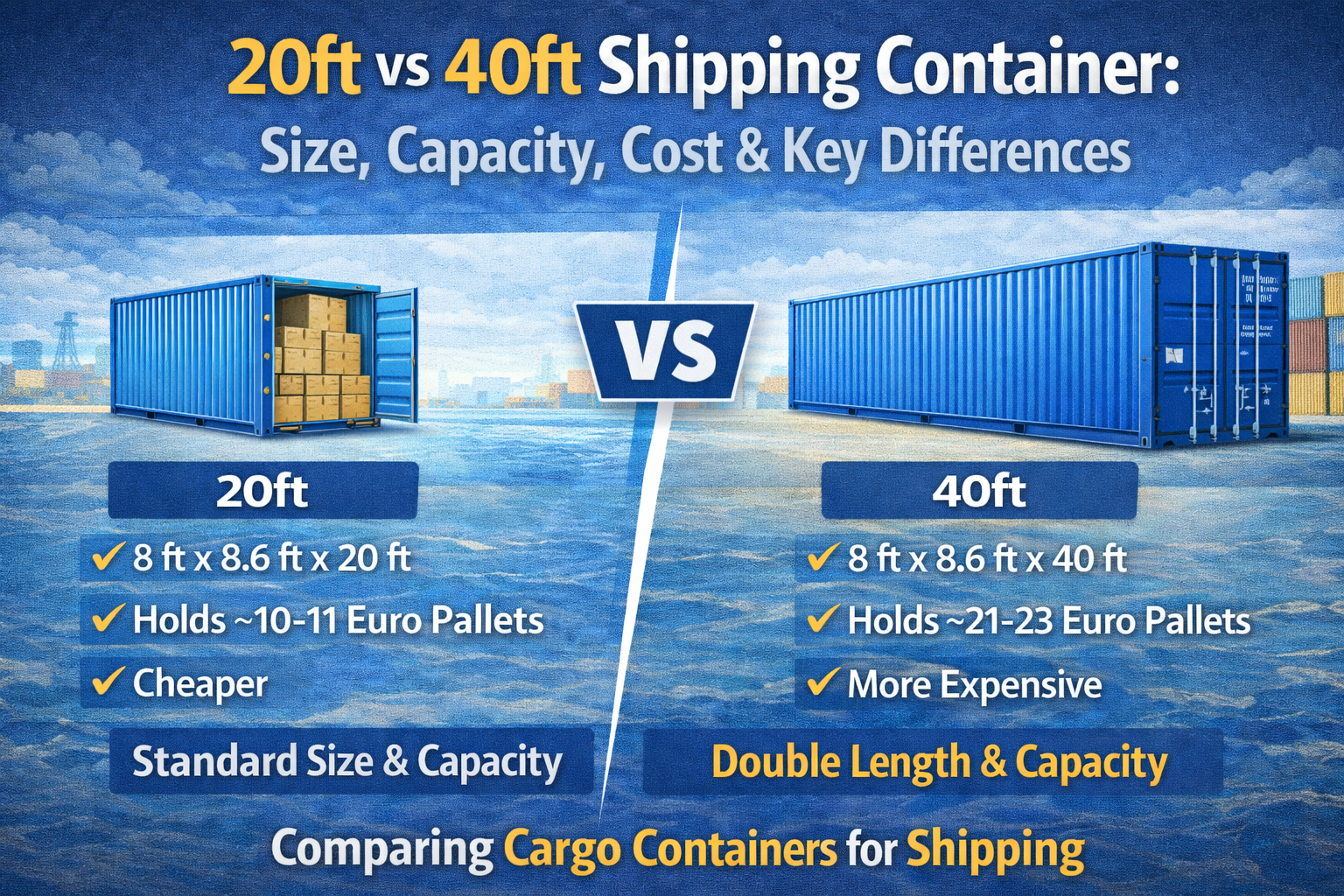 20ft vs 40ft Shipping Container: Size, Capacity, Cost & Key Differences
